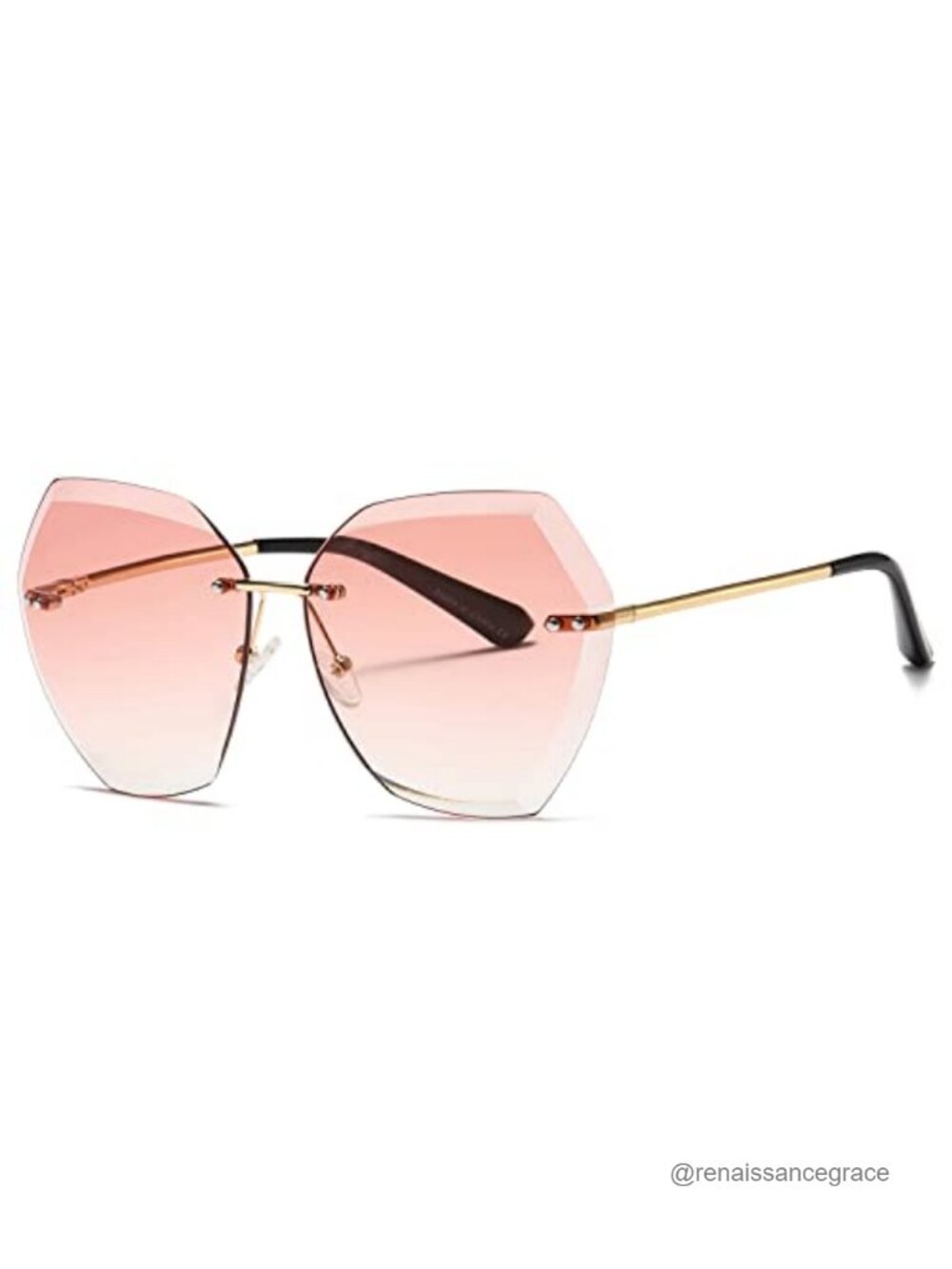 Oversized Rimless Sunglasses UV400 Diamond Cut Lightweight